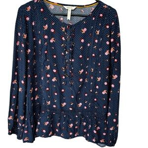 Matilda Jane “Dream A Little Dream” Floral Polka Dot Top Navy Size XXL